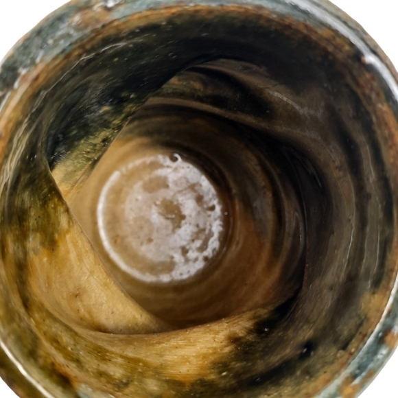 Abstract Sculptural Stoneware Studio Pottery Hand Thrown Glazed Vase Mug Vessel - Picture 9 of 10